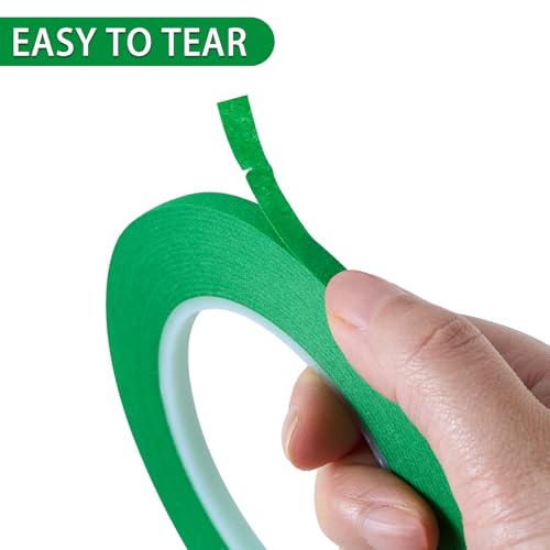 2 Pack 1 4" inch x 60yd Green Painters Tape Easy Removal Thin Narrow Finishing Masking Tape Painting Tape Wall Tape (360 Foot)