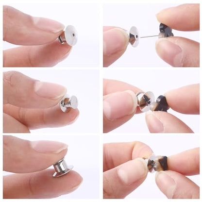100Pcs Metal Locking Pin Backs for Enamel Lapel Badges