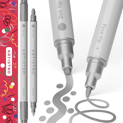 Silver Dual Tip Acrylic Paint Pens (2 Count)