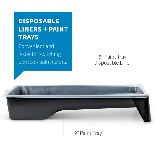 PD 9 Inch Paint Roller Tray and Liner Bundle