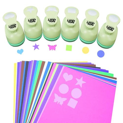 6 PCS Craft Hole Punch 1 Inch Paper Puncher Hole Punch Shapes Crafting