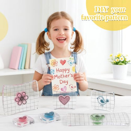 7 Pcs Acrylic Stamp Blocks Set Clear with Grid Lines (7 Count)