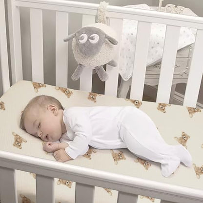 Organic Crib Sheets Fitted Crib Mattress Sheet 52x28 Inches 100% Muslin Cotton for Baby Girls & Boys