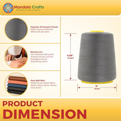 40S 2 Dark Gray Polyester 4 Pack of Serger Threads Cones (24000 Foot)