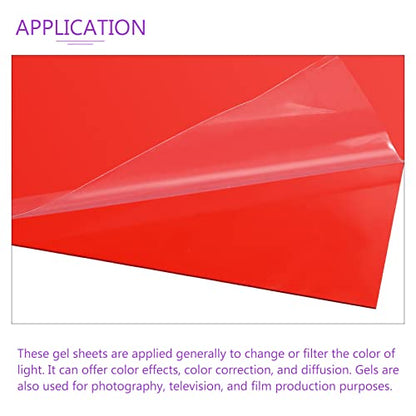 10Pcs Correction Gel Light Filter Overlay Transparent Plastic PVC Sheets Red for Photo