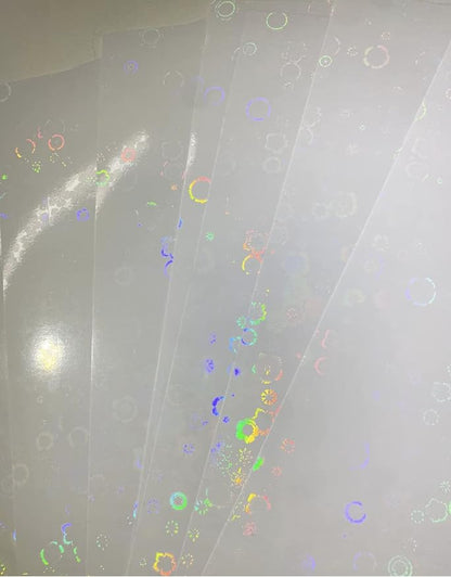 Syntego A4 Self Adhesive Transparent Holographic Sticker Paper Vinyl 8.5 X 11 Lamination Sheets 10 Sheets (Flowers)