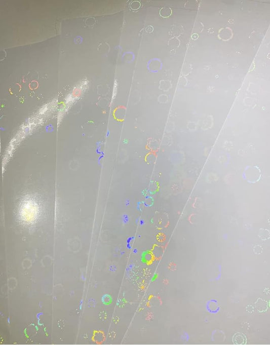 Syntego A4 Self Adhesive Transparent Holographic Sticker Paper Vinyl 8.5 X 11 Lamination Sheets 10 Sheets (Flowers)