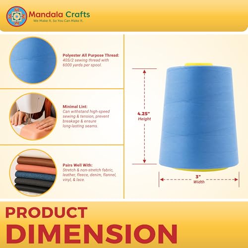 40S 2 Dusty Blue Polyester 4 Pack of Serger Threads Cones