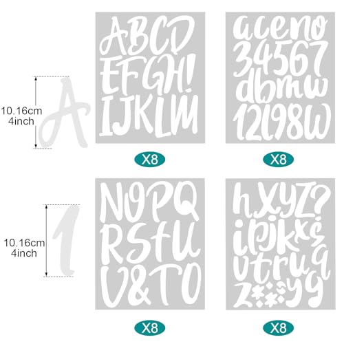 576 Pcs 8 Sheets Letters Stickers Vinyl Alphabet Number Decals Back to School Supplies for Water Bottles Cups Mailbox Scrapbooking Bulletin Board Classroom Decor (8 Count)