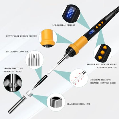 Orange 80W Adjustable Temperature Soldering Iron Kit