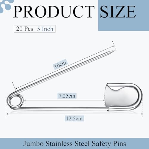 20 Pcs 5 Inch Large Safety Pins (20 Count)