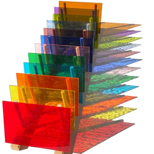 12 Sheets Rainbow Transparent Stained Glass Sheet (12 Count)