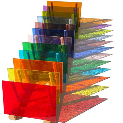 12 Sheets Rainbow Transparent Stained Glass Sheet (12 Count)