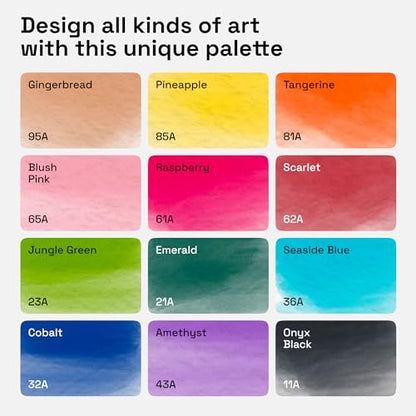 12 Watercolor Markers with Flexible Paint Brush Pens for Pros & Beginners (12 Count)