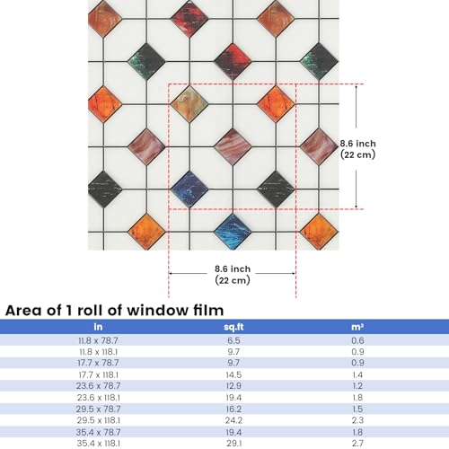 Stained Glass Window Film Geometric Patterns Frosted Window Clings