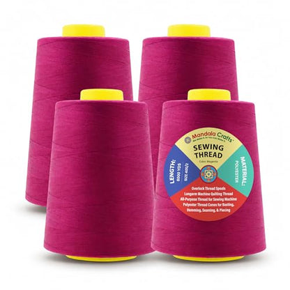 40S 2 Magenta Polyester 4 Pack of Serger Threads Cones (24000 Foot)