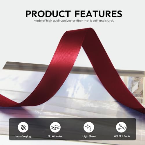 5 8 Inch 100 Yards Satin Ribbon Wine Red (300 Foot)