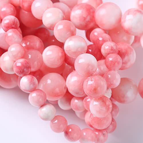 45pcs 8mm Natural Pink White Persian Jade Gemstone Beads Round Loose Spacer Beads for Jewelry Making DIY Bracelets Necklaces 15"