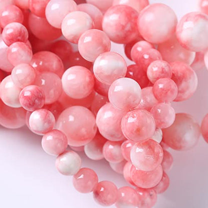 36pcs 10mm Natural Pink White Persian Jade Gemstone Beads Round Loose Spacer Beads for Jewelry Making DIY Bracelets Necklaces 15"