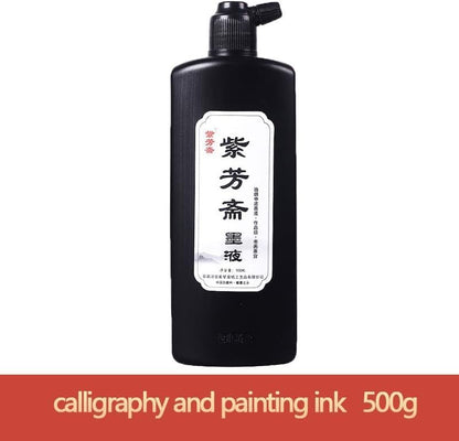 Sumi Ink, Chinese Calligraphy Ink, Liquid Black Carbon Ink, Manga Ink (500ml (17oz), Black) - Crafty Corner