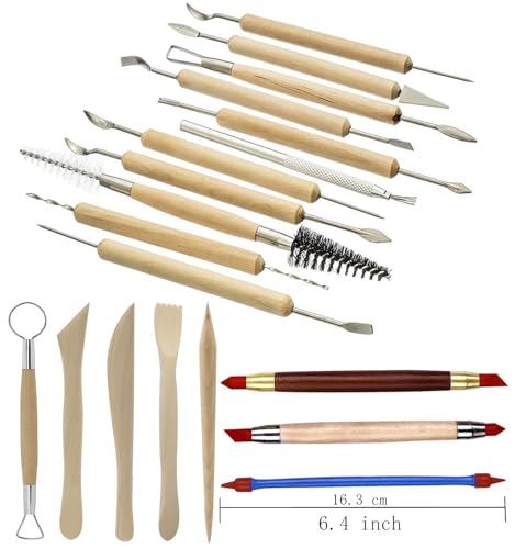 Pottery Sculpting Tools 32PCS Ceramic Clay Carving Tools Set for Crafts Polymer Clay Club (32 Count)