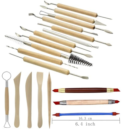 Pottery Sculpting Tools 32PCS Ceramic Clay Carving Tools Set for Crafts Polymer Clay Club (32 Count)