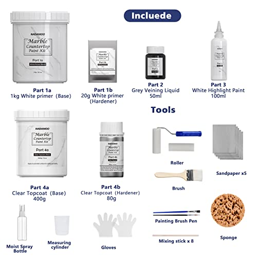 White Marble Countertop Paint Kit for Kitchen Bathroom (35 Fl Oz)