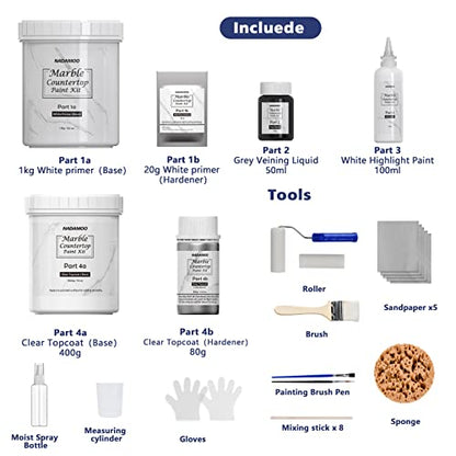 White Marble Countertop Paint Kit for Kitchen Bathroom (35 Fl Oz)