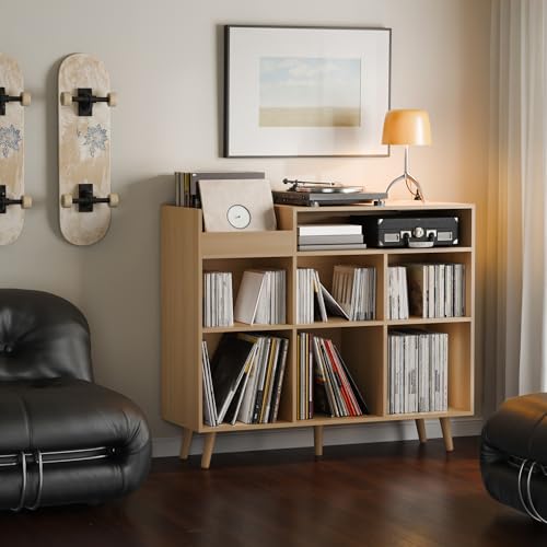 Large Record Player Stand with Vinyl Storage Cabinet