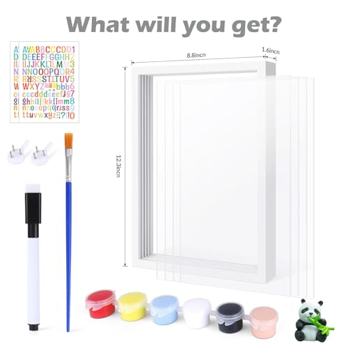Family Handprint Kit DIY Craft Keepsake Wooden Frame Non Toxic Paints Transparent Sheets Perfect for Handprints Prints and Footprints Endless Present Set for New Parents and Family Memories