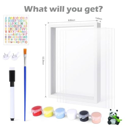 Family Handprint Kit DIY Craft Keepsake Wooden Frame Non Toxic Paints Transparent Sheets Perfect for Handprints Prints and Footprints Endless Present Set for New Parents and Family Memories