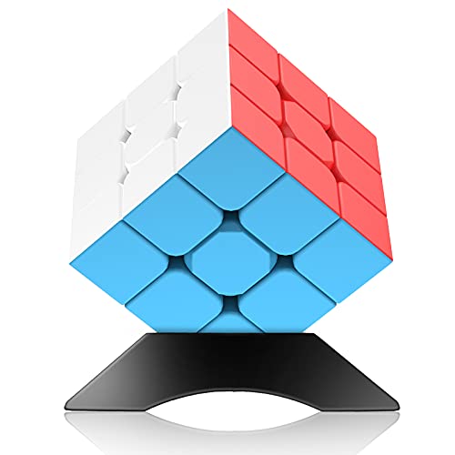 3x3 Speed Cube Stickerless with Stand & Tutorial Toy Gift for Boys 6