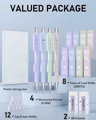 Cute Mechanical Pencil Set with Case (4 Count)