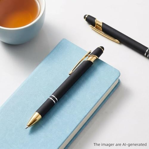 2 in 1 Black Ink Metal Stylus Pen with Stylus Tips (12 Count)