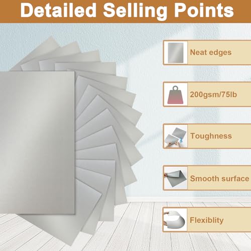 100 Sheets Silver Shimmer Cardstock 8.5 x 11 Crafts Paper 75lb (100 Count)