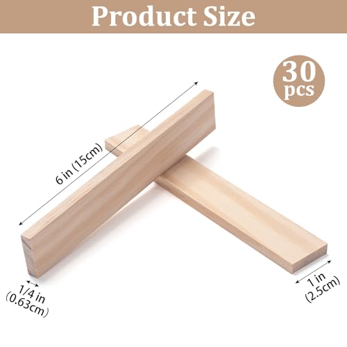 Wood Strips Slats Wooden Dowels for Crafts 1 (30 Count)