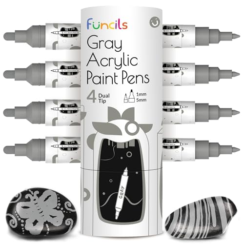 4 Dual Tip Gray Paint Pen Metallic