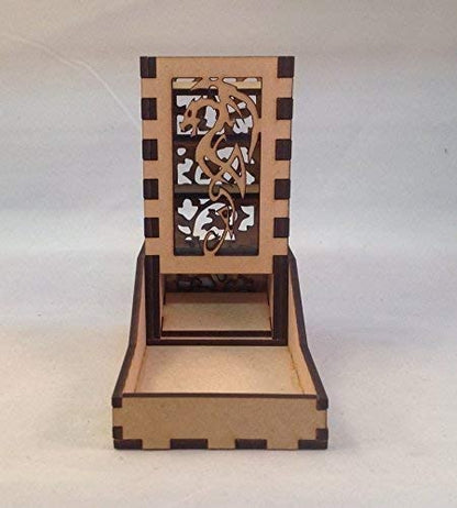 Dragon Mini Dice Tower v4 Clear Acrylic Window Laser Cut MDF Unique Gift