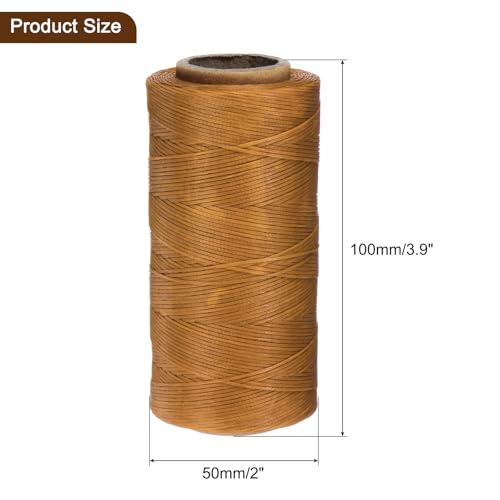 150D 0.8mm Flat Waxed Thread 284 Yards Polyester Leather Sewing Waxed String Hand Stitching Cord for Leather Stitching Sewing Bookbinding DIY Craft Golden Yellow