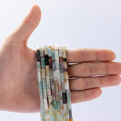 Natural Amazonite Rectangle Tube Beads 4x13mm 38cm (28 Count)