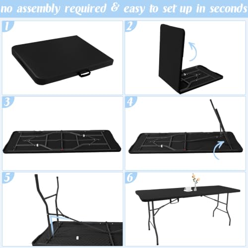 2 Pack 5 Feet Portable Folding Table Black (2 Count)