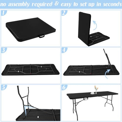 2 Pack 5 Feet Portable Folding Table Black (2 Count)