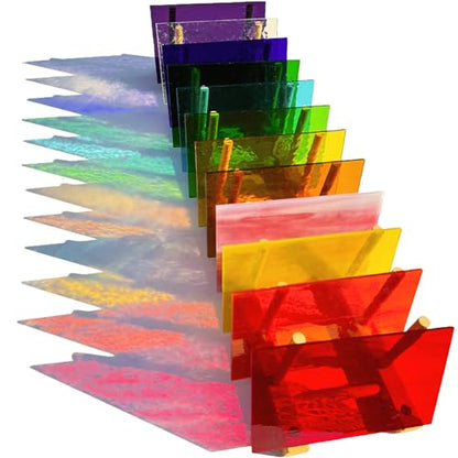 12 Sheets Rainbow Transparent Stained Glass Sheet (12 Count)