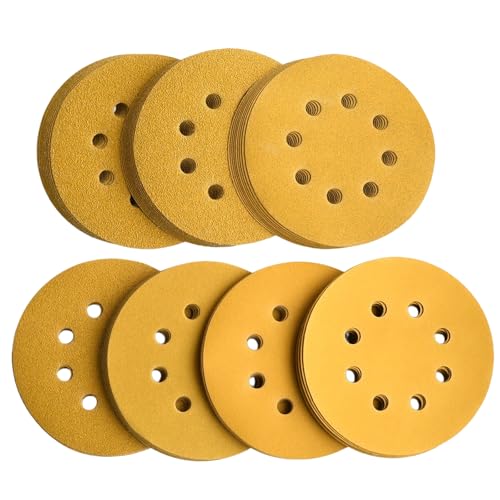 5-Inch 8-Hole Hook & Loop Sanding Discs 60-400 Mixed Grits, 105-Pack (146 Count)