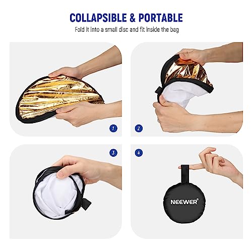 12 Inch 30 Centimeter Light Reflector Light Diffuser 5 in 1 Collapsible Multi Disc with Bag