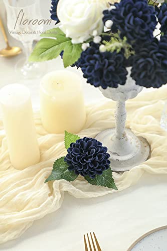 Artificial Dahlia Flowers 25pcs Real Looking Navy Blue Foam Fake Roses with Stems for DIY Wedding Bouquets Bridal Shower Centerpieces Floral Arrangements Party Tables Home Decoration (25 Count)
