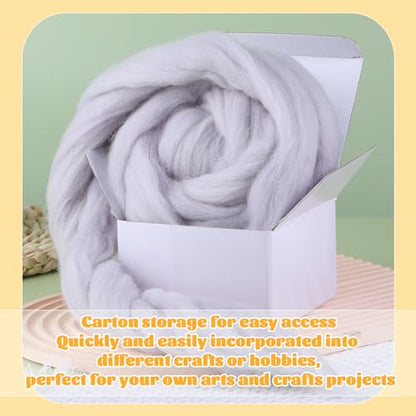 3.53oz Needle Felting Wool Roving for Needle Felting Grey Felting Wool