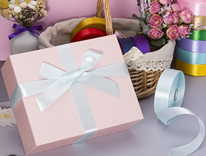 1 Inch Light Blue Solid Satin Ribbon for Gift Wrapping