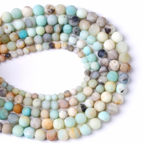 6mm 58pcs Frosted Amazonite Natural Stone Round Loose Beads for Jewelry Making DIY Bracelet Necklace