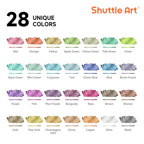 28 Metallic Brush & Fine Tip Acrylic Paint Markers (28 Count)